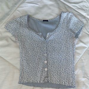 brandy melville light blue floral zelly top